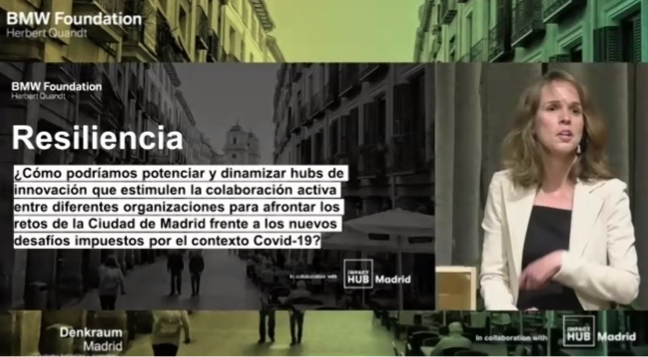 abernad's tweet photo. Clara Dias, Project manager de @mide_global lidera el reto de Resiliencia, enfocado a potenciar y dinamizar la conexión en torno a la innovación como oportunidad para Madrid #DenkraumMadrid #Denkraum2020 @ImpactHubMAD https://t.co/OTb1J9Sr7G