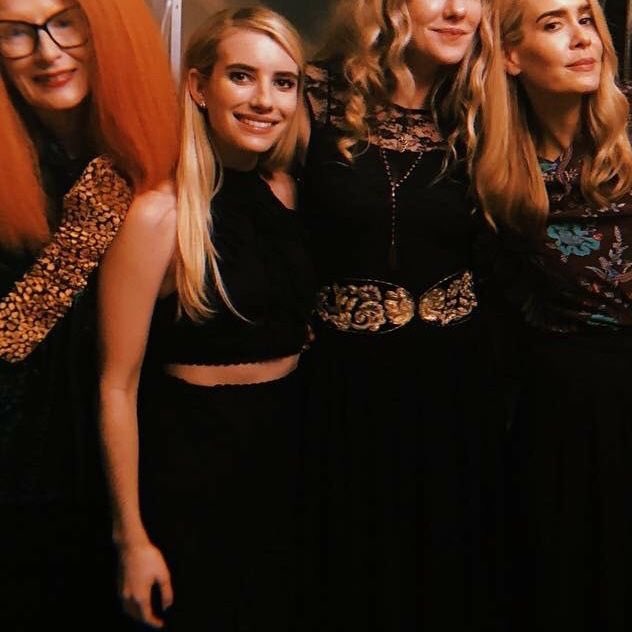 MONTGVMERYS's tweet photo. returning to ahs stan twt, my account got suspended but i’m best known for my scandal where i called dan and phil f slurs ❤���🙈 anyway here’s emma on the set of apocalypse https://t.co/ZXV0deV2Ae