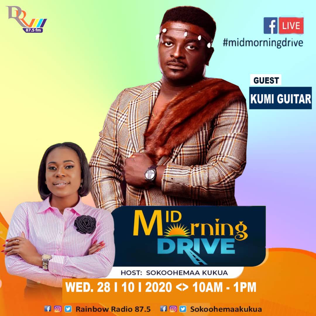 KumiGuitarGh's tweet photo. Iโll be spending quality time with @SokooHemaa tomorrow at 10 AM live on Rainbow Radio #MidMorningDrive ๐๐พ๐ฏ Tune in letโs talk about SEX & highlife music! #Ony3Virgin https://t.co/kk99nSZ9bA