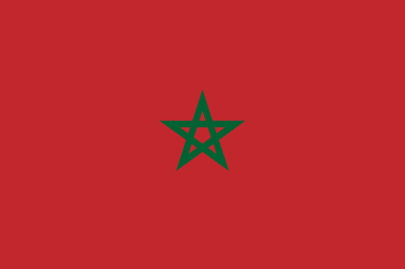  #Morocco seems to have very modest ambitions. It is just a star of Islam (green).It also seems to have a siege mentality, with blood all over, and the state tightly protected in a fortress.