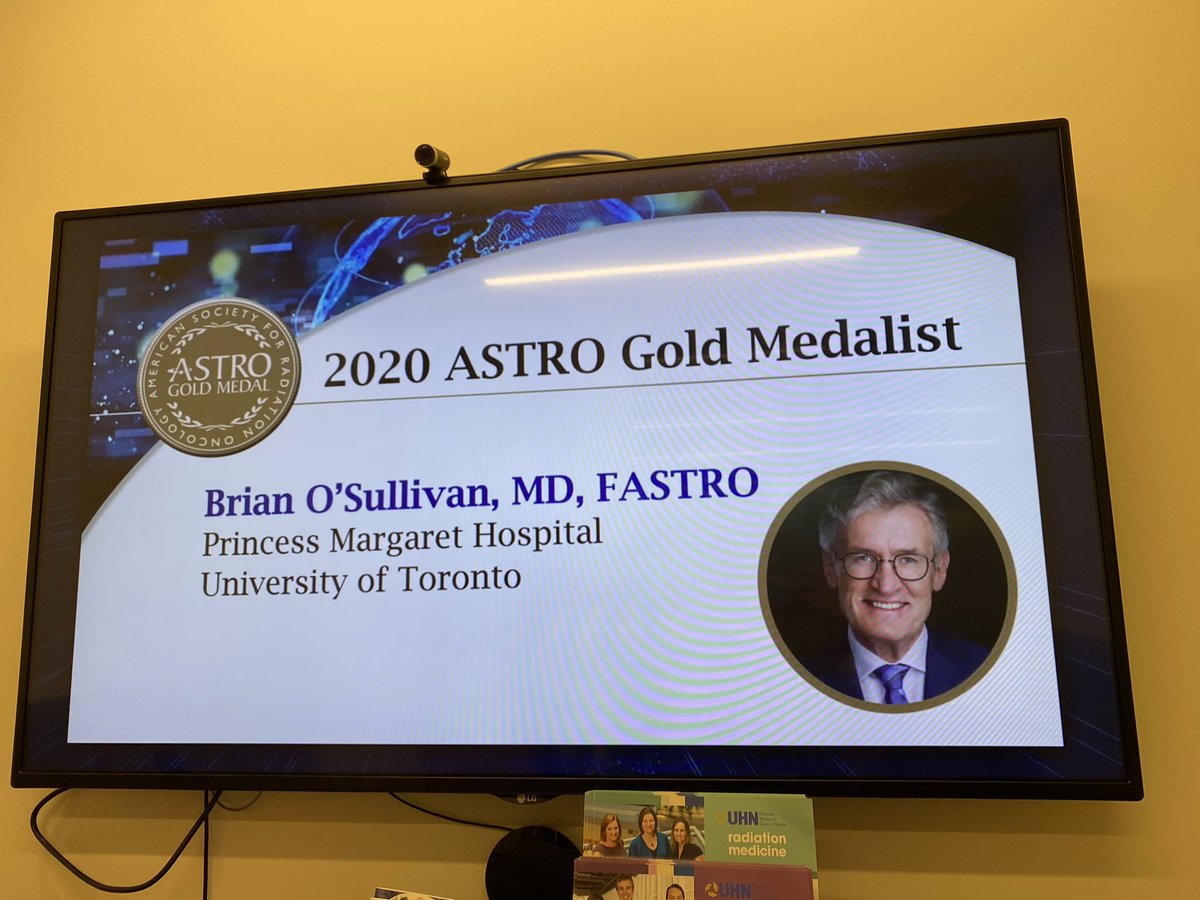 RadMedPM's tweet photo. Congratulations to #RMPatPM‘s Dr. Brian O’Sullivan on receiving the @ASTRO_org Gold Medal at this AM’s virtual awards ceremony! 🎉 Special shoutout to Dr. Fei-Fei Liu for delivering a lovely tribute! (P.S. #DYK Dr. O’Sullivan has only ever missed 2 ASTRO meetings since 1987? 😮) https://t.co/0yjVhGmzd3