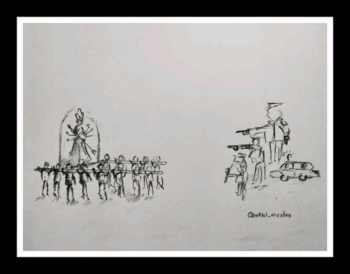 poeticpratyush's tweet photo. Secularism in India is killing Hindu devotees. NDA Government which couldn't open fire at Anti CAA rioters opened fire at Durga Devotees in Munger, Bihar.

 #मुंगेर_नरसंहार
#ShameOnYouNitish https://t.co/nhyAixF8P9