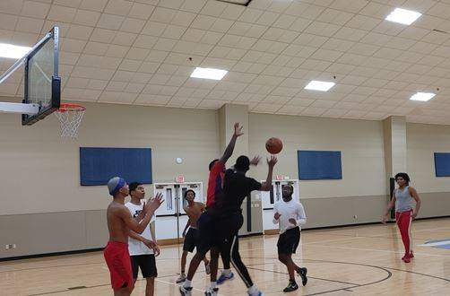 Social Distancing Bible Study/Sex Talk with 21 high school teens at Phillips Temple. The day started with eight boys playing basketball at the Living Word Church in Vandalia