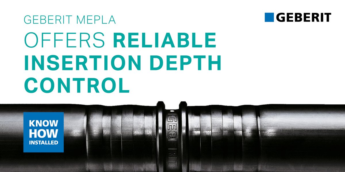 GeberitUK's tweet image. The insertion depth of #Geberit Mepla remains visible at all times, so you know the pipe is pushed onto the fitting properly during installation &amp;amp; can then be correctly pressed.

bit.ly/31YL3Eu

#Geberit #Mepla #Multilayerpipe #installationsystems #plumbingandheating