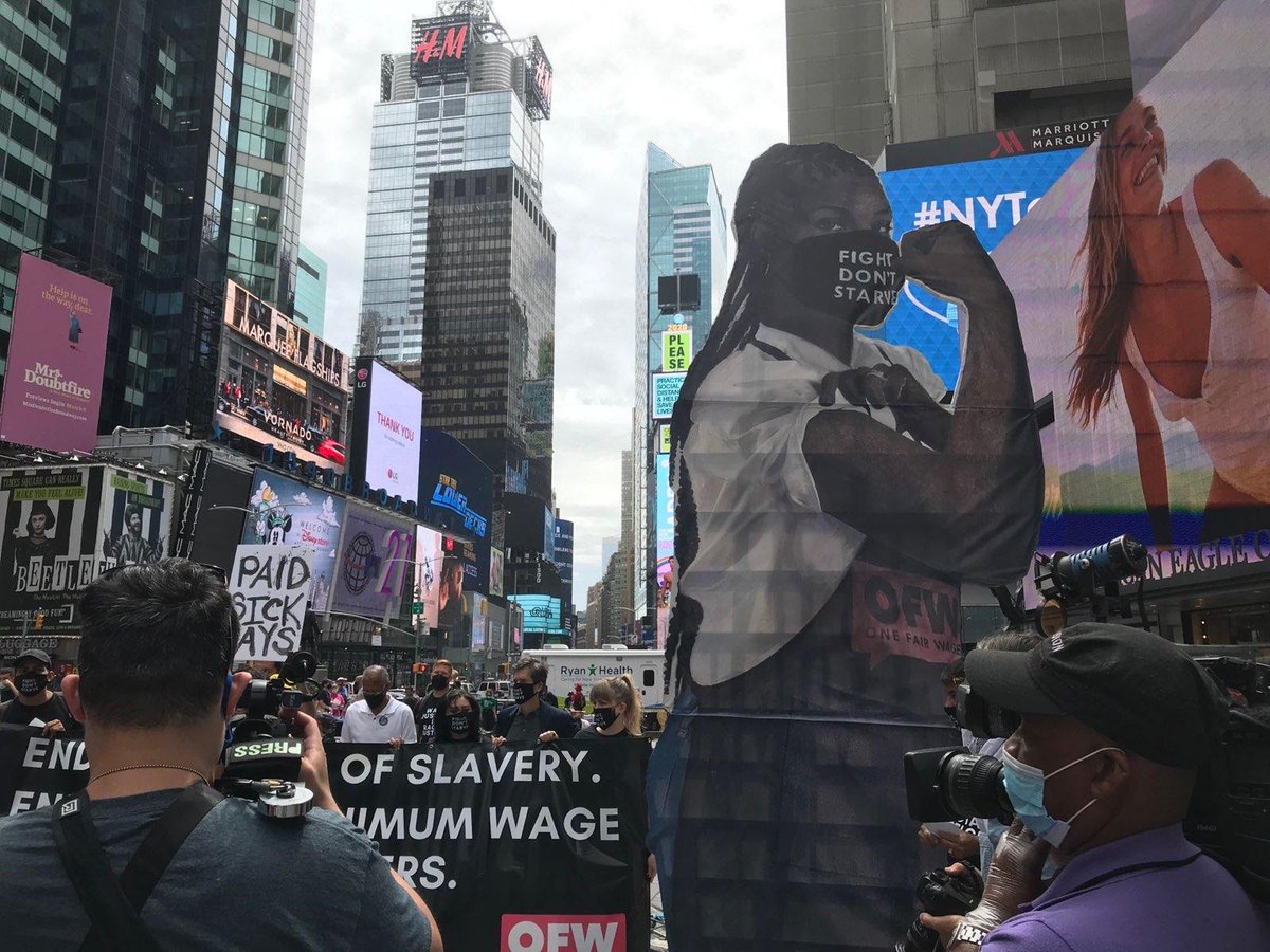 #ElenatheEssentialWorker knows just how essential she is. That’s why she is fighting alongside us so that ALL of our voices can be heard. She deserves a full, fair wage with tips on top and so do you because #WeAreAllEssential#OneFairWage #onebillionrising #vday