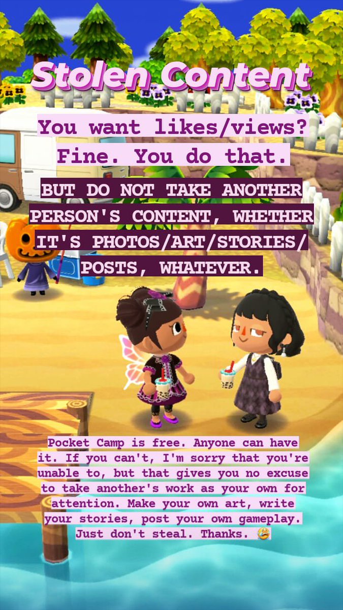 mayormaihansen's tweet photo. My thoughts regarding to stolen content I've been seeing lately, specifically for Pocket Camp content. Original Story updates on my Instagram @mayormaihansen.
#acpc #animalcrossing #pocketcamp #acpcgallery #acpcdesign #acpcfall #acpchalloween #acpcinstagram https://t.co/TDH4v8ymCC