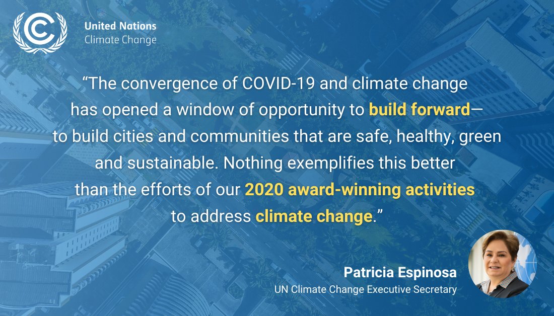 👏Congratulations to the 13 winners of the 2020 UN Global Climate Action Awards! I am encouraged by these innovative climate solutions. This is the kind of leadership we need to build forward and to address the #ClimateCrisis.  

👉Learn more: bit.ly/M4C-ANN-EN-20