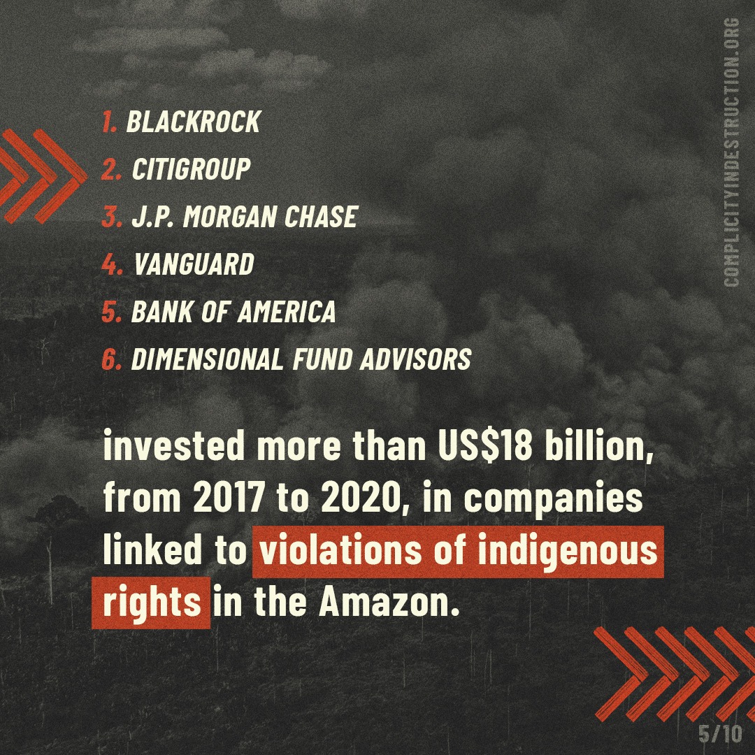 This important document explains how companies operating in Brazil collaborate, increasing threats to Brazil’s Indigenous peoples, worsening an already precarious situation, and also playing a fundamental role in increasing myriad forms of environmental destruction.