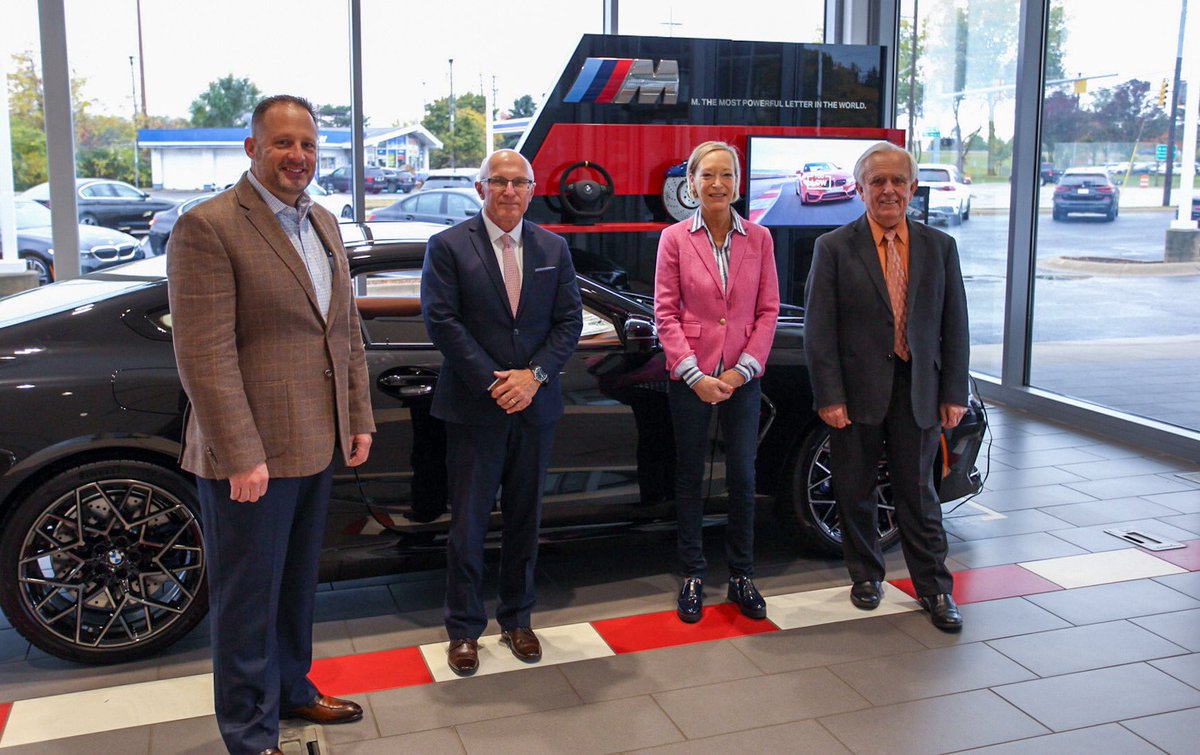 EITEL Dahm is Celebrating 45 years as a BMW DEALER...left to right,
Greg Murdie Central Region Business Manager, Wayne Youngblood General Manager, REGINA Dahm General Manager Motor City Mini, and Eitel Dahm President and Owner of the Eitel Dahm Motor Group