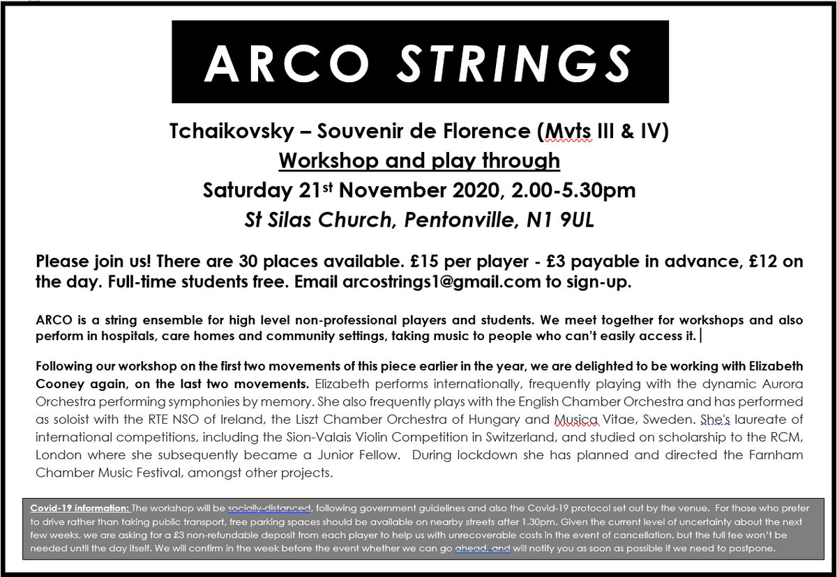 arco_strings's tweet photo. We are holding another workshop on Saturday 21st November - string players in London can you join us / help spread the word? You can sign-up here: https://t.co/U87G2kYuJZ https://t.co/ZusWX3jL7E