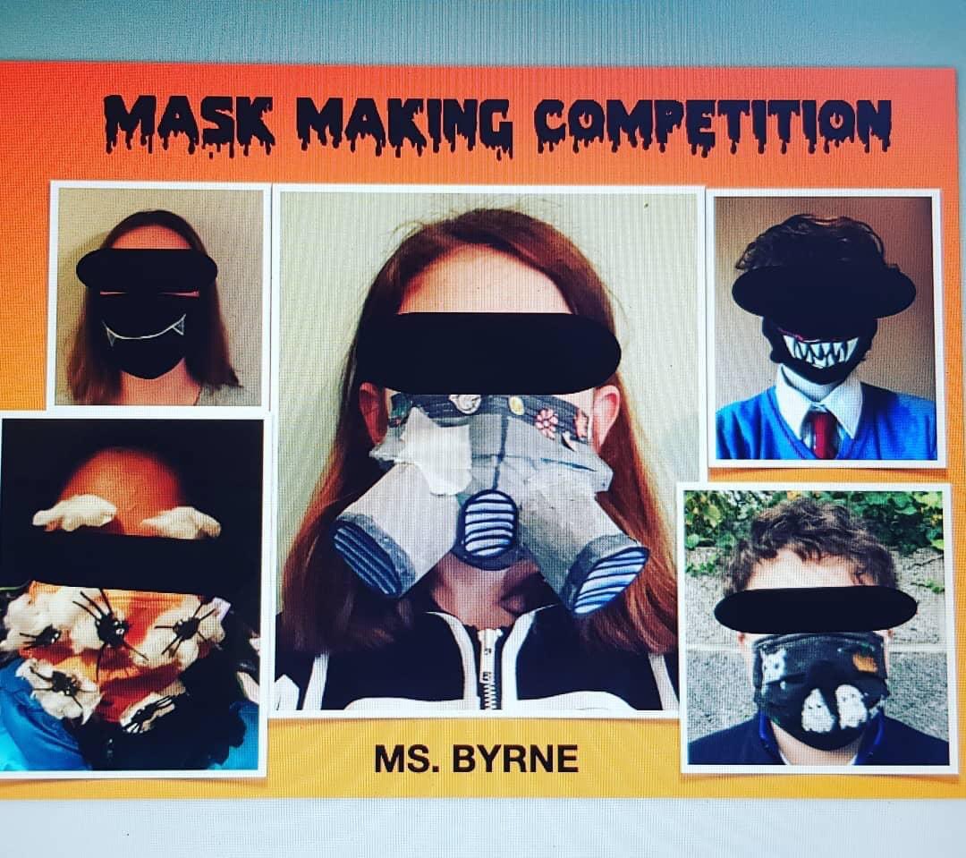 edmundrice2017's tweet photo. Halloween Mask Making Competition. Winners: 1st Leah (gas mask); 2nd Jessica (spider mask) and 3rd Noah (grimace grin). Well done on your amazing designs!!
#futuredesigners #irishcraftanddesign #covidmaskart https://t.co/sEWzLKs0uY