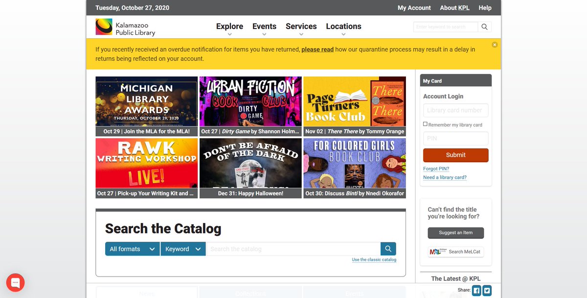 DowntownKazoo's tweet photo. There is a glaring factual error on the @KzooLibrary homepage.  Can you find it?

#KzooLibrary #KPL #LibraryTwitter @kzookev @stewartfritz https://t.co/g7JgzdicW1
