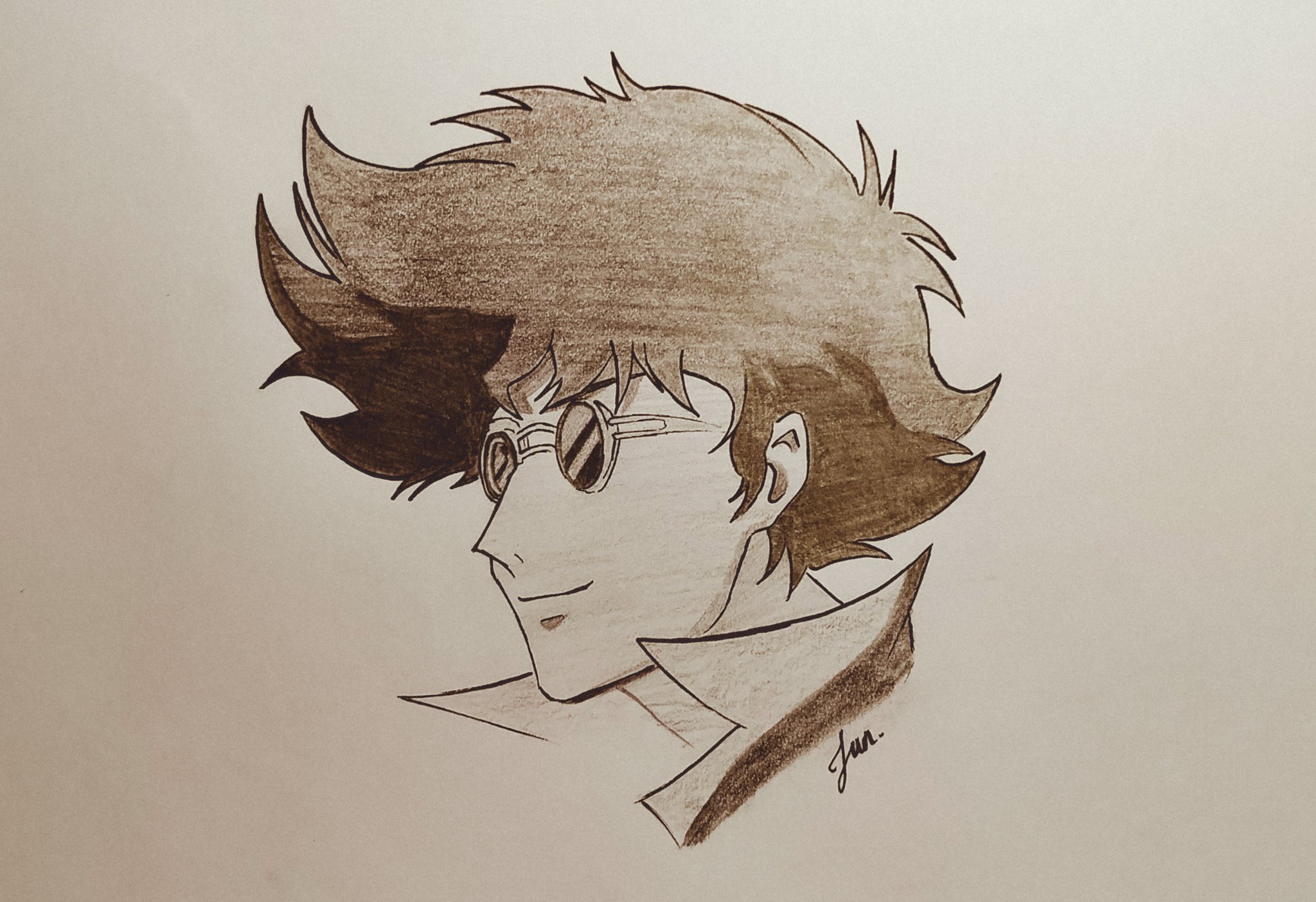 How to draw Spike Spiegel from Cowboy Bebop anime  Sketchok easy drawing  guides