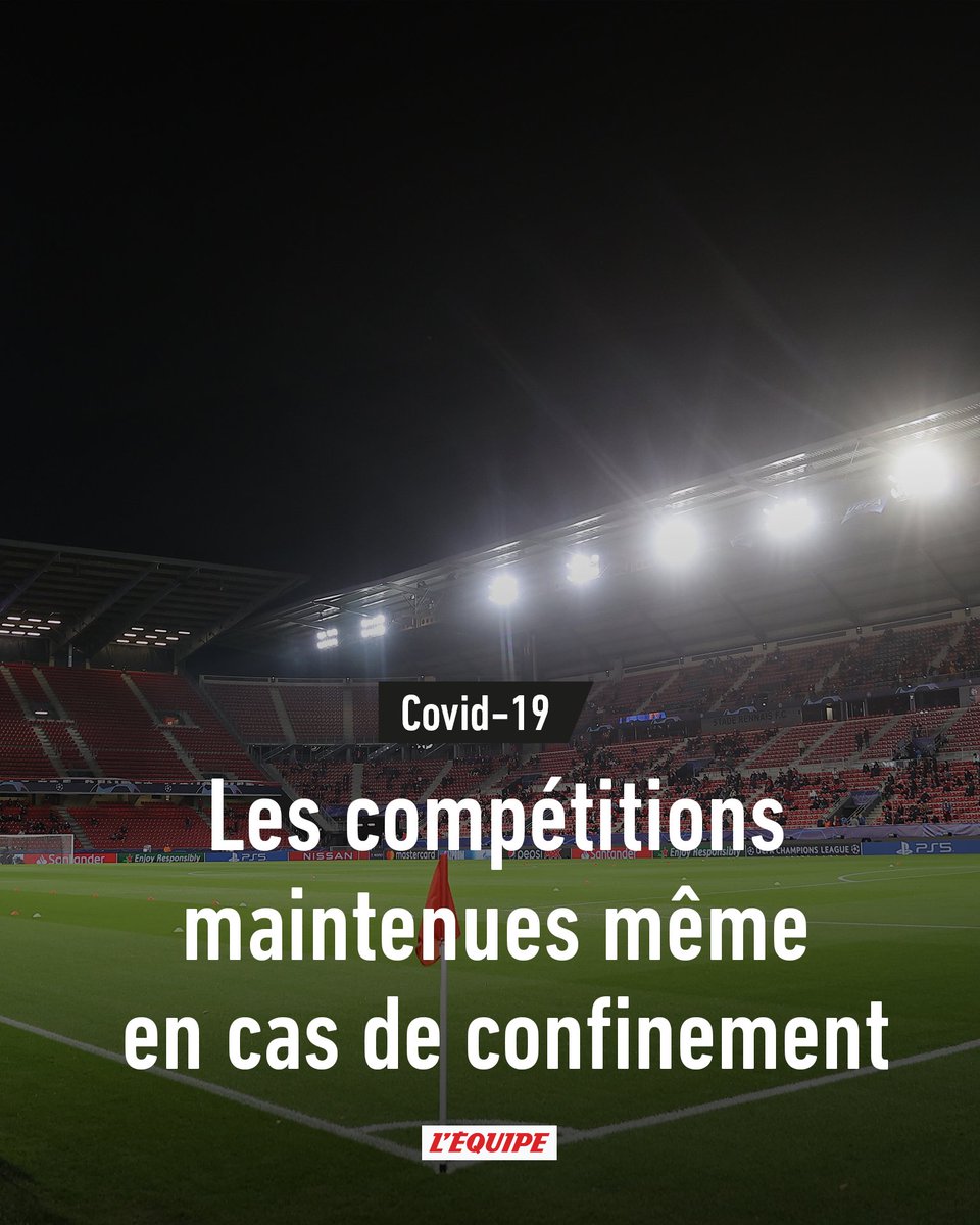 lequipe's tweet photo. Même si le gouvernement a de nouveau recours au confinement ou étend le couvre-feu, les compétitions professionnelles seront maintenues > https://t.co/96GJV0FeLX https://t.co/BRFyNvsfMx