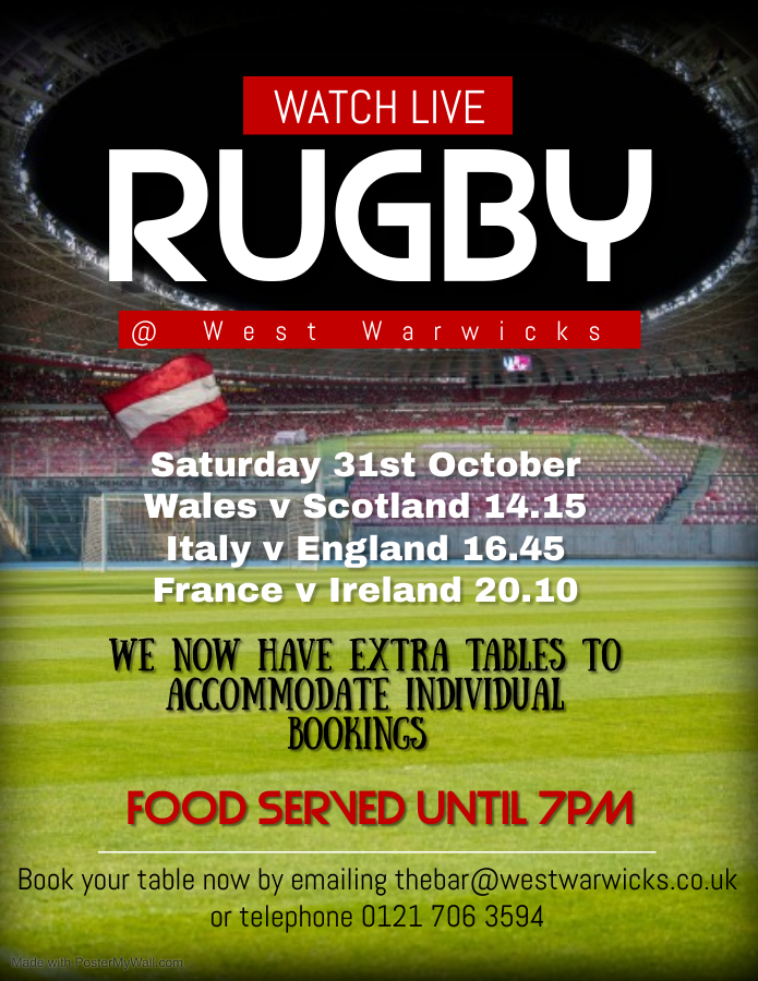 Join us this Saturday for the Rugby from 2.15pm. #Rugby #Solihull #livesport