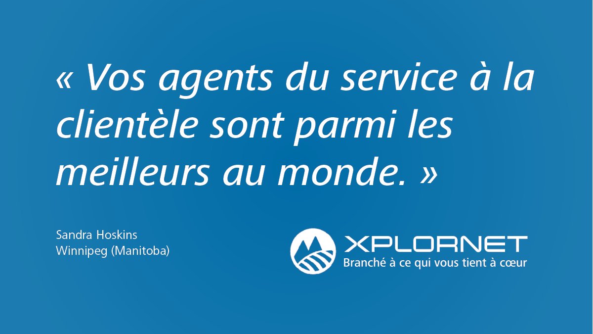 Votre témoignage nous réchauffe le cœur, Sandra. Nous sommes fiers de pouvoir combler vos besoins. Merci d’être un fidèle client Xplornet! https://t.co/X2xIr7CABT
