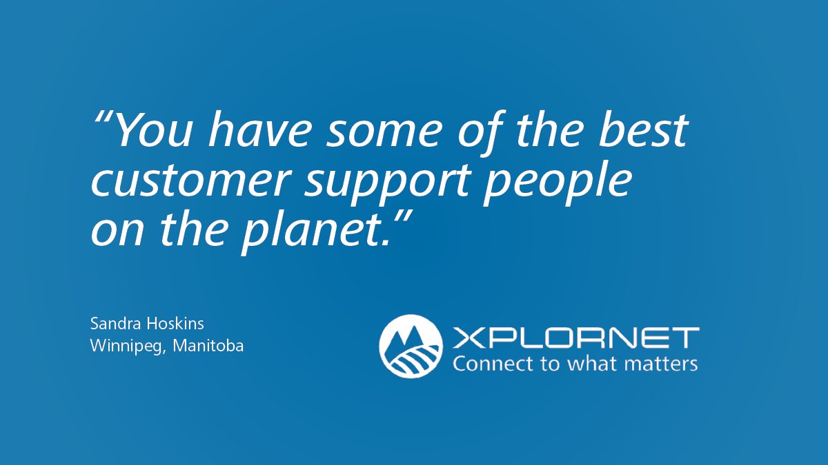 Thank you very much for your testimonial, Sandra. We’re happy to hear the service we’re providing meets your needs. Thank you again for being an Xplornet customer! https://t.co/QFVJtypg4u