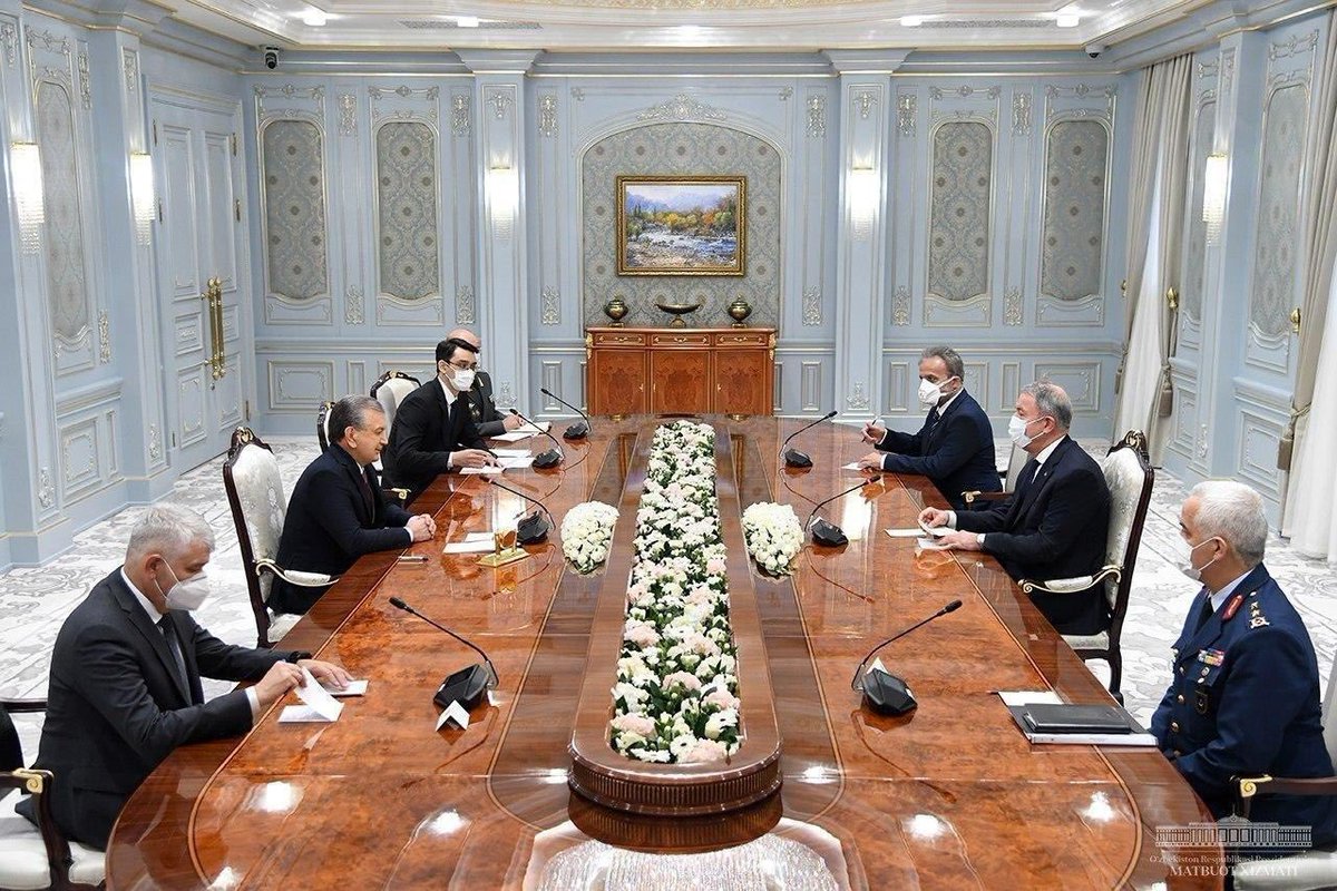 That was quick: Turkish Defense Minister Hulusi Akar in Uzbekistan.