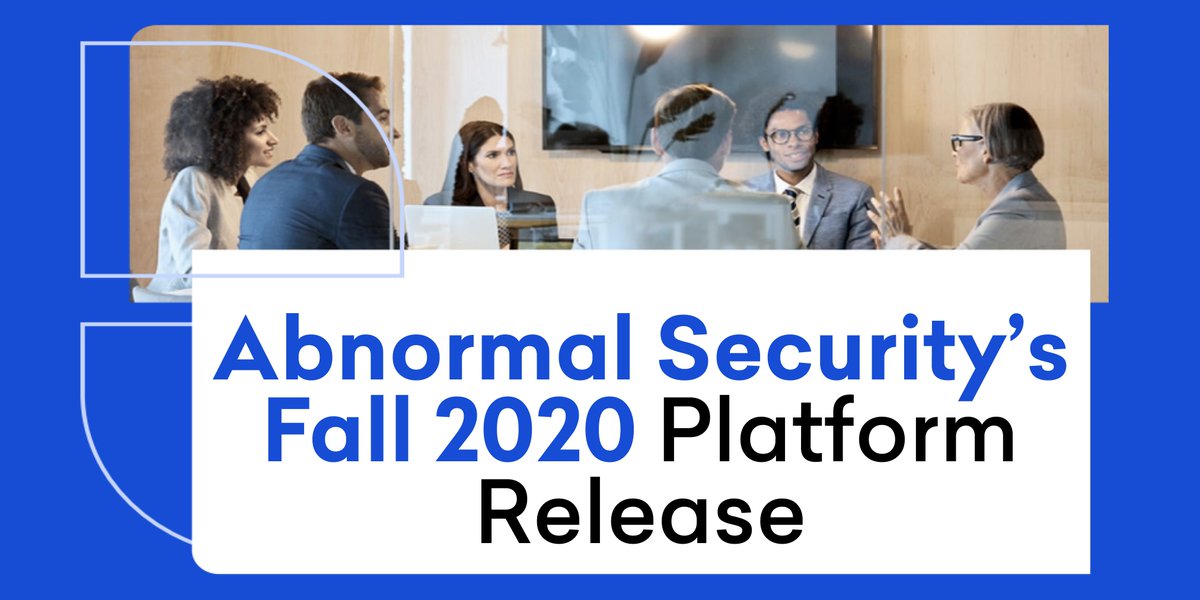 Abnormal's tweet photo. We just updated our cloud #emailsecurity platform to include eight new enterprise features! Read our latest blog post to see how we're innovating the most advanced enterprise #BEC solution to stop modern attacks. https://t.co/Nc8Sa7ATxo https://t.co/zSqVL3Pun8