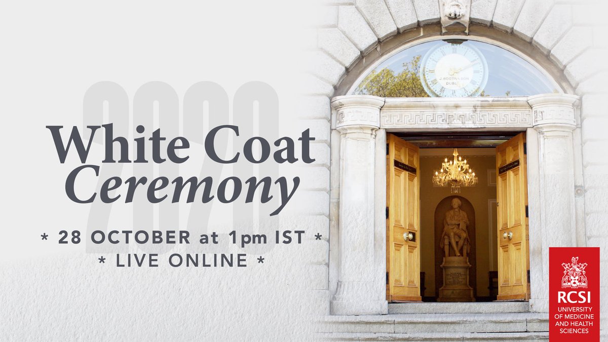RCSI's newest students will take part in a virtual White Coat Ceremony tomorrow.

Join us: bit.ly/RCSIWhiteCoat20 #RCSIWhiteCoat🥼