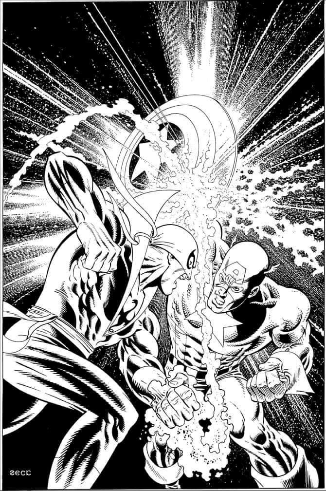 iamironfist23's tweet photo. Iron Fist vs. Captain America commission by Mike Zeck! It's an homage to Zeck's own famous cover for Captain America Annual 8, w/ Wolverine originally in Iron Fist's spot.
This looks like a good alternative cover choice for Iron Fist #12 if it was reprinted.👊
#IronFist #Marvel https://t.co/TT5wilDmm2