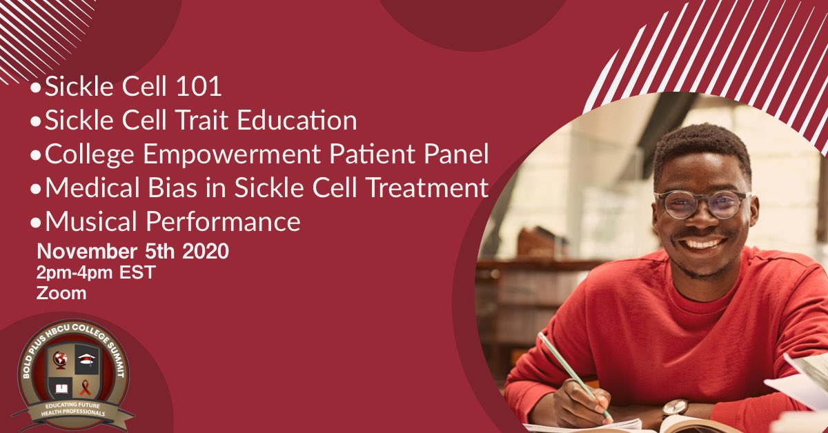 Bold_Plus_'s tweet photo. Meet Us on November 5th 2020 2-4pm est
Our HBCU Sickle Cell Summit is going virtual, join us as we educate on Sickle Cell 101, Sickle Cell Trait Education, College Empowerment Panel, Medical Bias in SCD TreatmentMeeting ID: 817 3368 9827 
Password: 422714  https://t.co/ytHlU3WzbY https://t.co/z22Mql4MM4