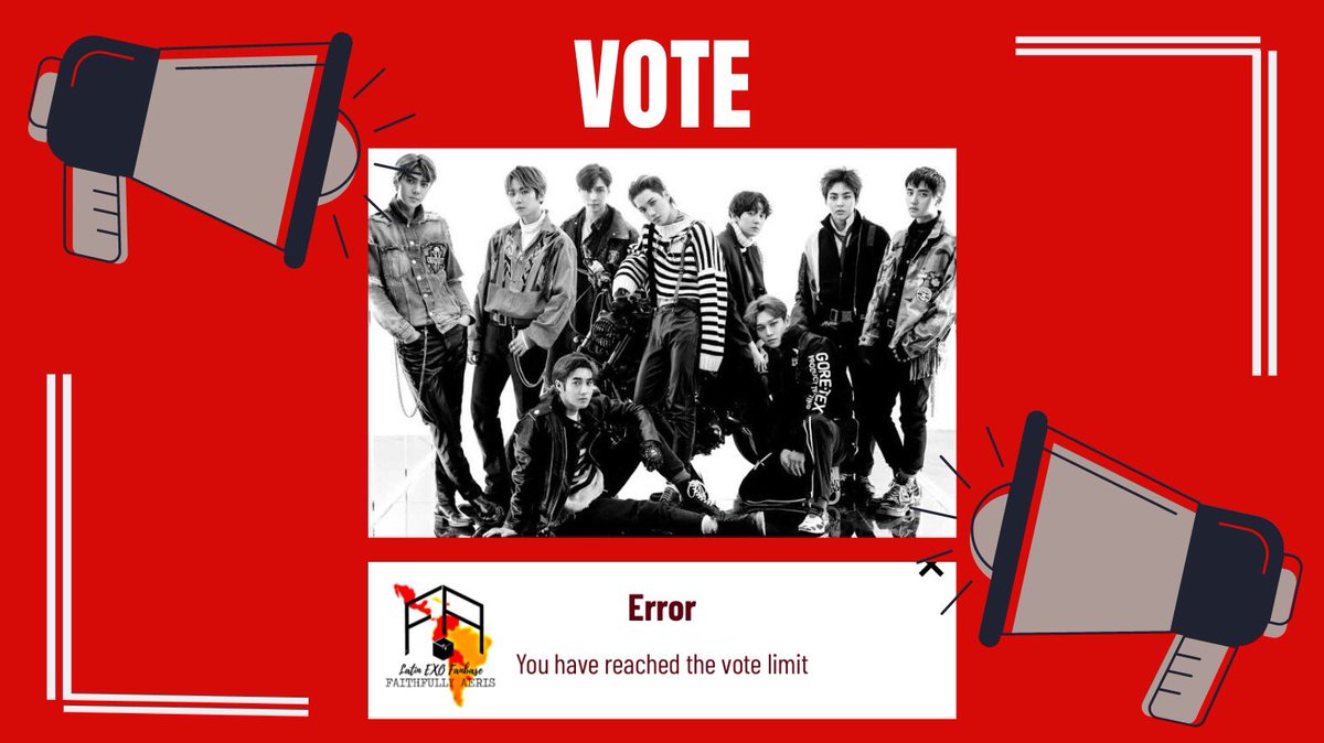 SquadFaithfully's tweet photo. 🚨Votemos hasta llegar al límite en la web, puedes ingresar con todas las cuentas que tengas en tw y fb 

•Comenta tu captura de voto 
🔗 https://t.co/NuvEffl4E4

No olvides usar: 

I'm voting for EXO for Favorite Social Artist At The #AMAs

@weareoneEXO #EXO https://t.co/vjVdkFx900