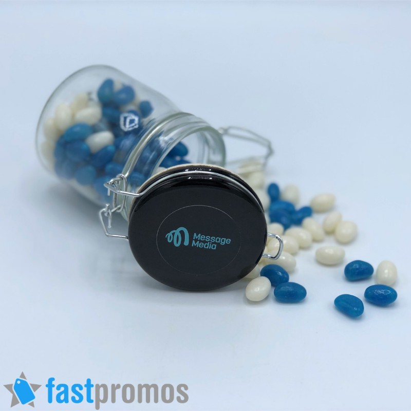 fast_promos's tweet photo. From as little as $2.50 per jar you can market your brand to potential clients with some Promotional Jelly Bean Jars. Choose from mixed or corporate colours to help boost your message.https://t.co/uK0P4nOZRo #fastpromos #fastconfectionery #promotionaljellybeans #customisedlollies https://t.co/7HcxcFTboJ