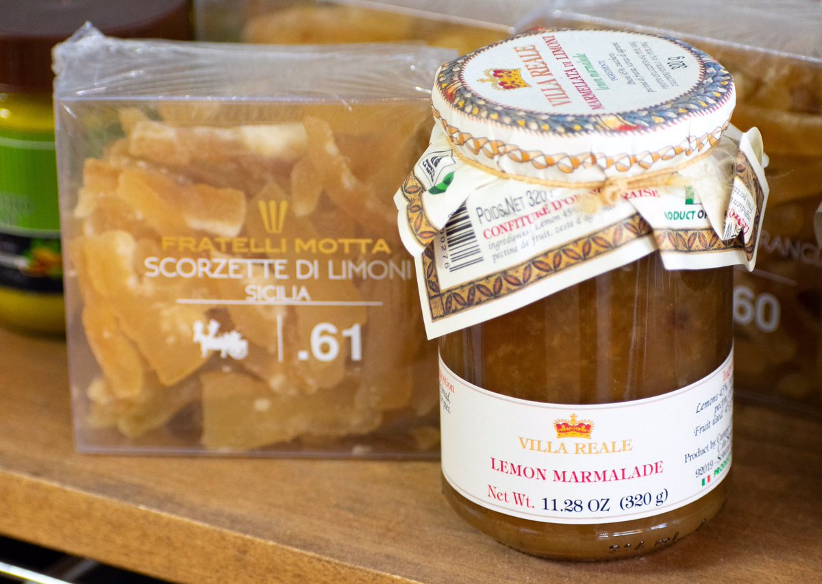 Allow the flavors of Sicilian lemons to subdue your palette. Enjoy Villa Reale's lemon marmalade or the sweet treat of Fratelli Morta's candied lemon zest. When life gives you lemons, enjoy them in the finest ways. 💛