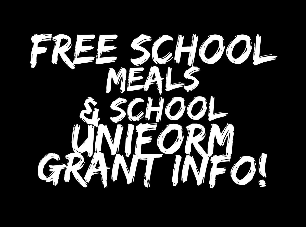 ❗️Click on the link below for information on free school meals and school uniform clothing grants❗️

▪️ All of the details regarding how to apply and any deadlines can be found in the link below. 

bit.ly/2TsCuhj