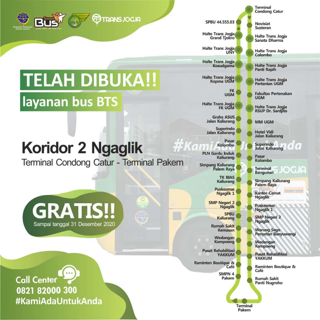 Trans_Jogja's tweet photo. Koridor 2 Ngaglik siap menemani perjalanan anda dengan rute terminal condong catur - terminal pakem pp, gratis masa uji coba s/d 31 Desember 2020 🙏 
#transjogja #temanbus #bismania #weekend #PakaiMasker https://t.co/ksOygaOc07