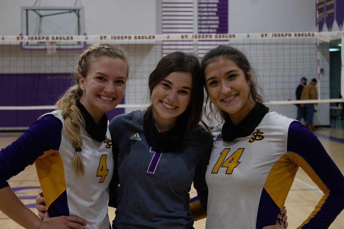 sjcsathletics's tweet photo. Our Lady Eagles are District Champions after their 3-0 (25-14, 25-15, 25-17) win over Marble Falls Faith Academy! Also congrats to Srs. A. Marvin, B. Galls, & S. Boriskie on Sr. Night! #EaglePride #stepsix #champs https://t.co/Qd2h0WM8my