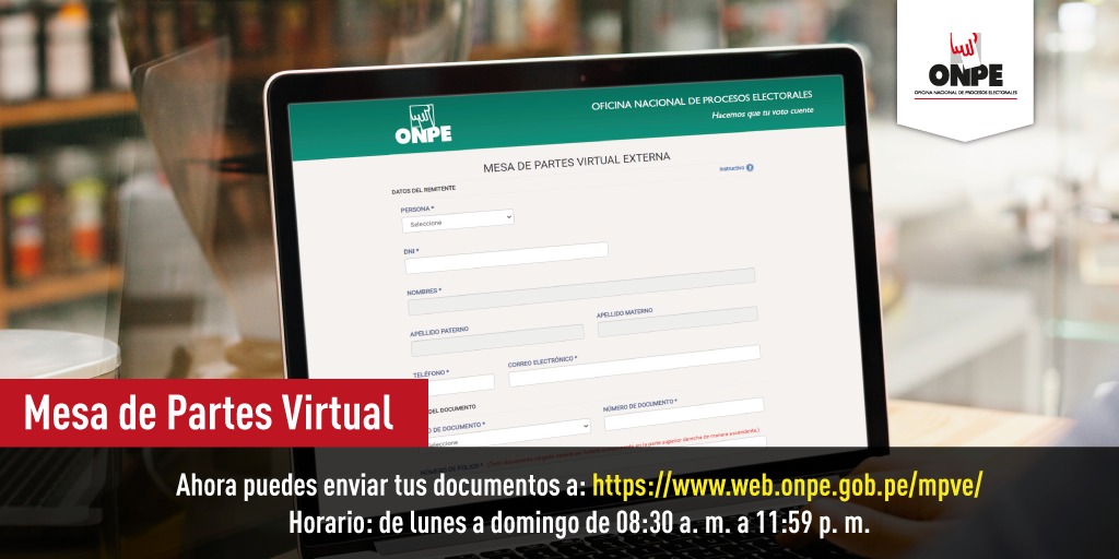 ONPE_oficial's tweet photo. 📣 Recuerda que puedes realizar tus trámites a través de nuestra Mesa de Partes Virtual.
Horario: de lunes a domingo de 08:30 a. m. a 11:59 p. m.
📩 https://t.co/iUrJVPEWvS
#MesaDePartesVirtual #MPVE https://t.co/uG7jth6fcn