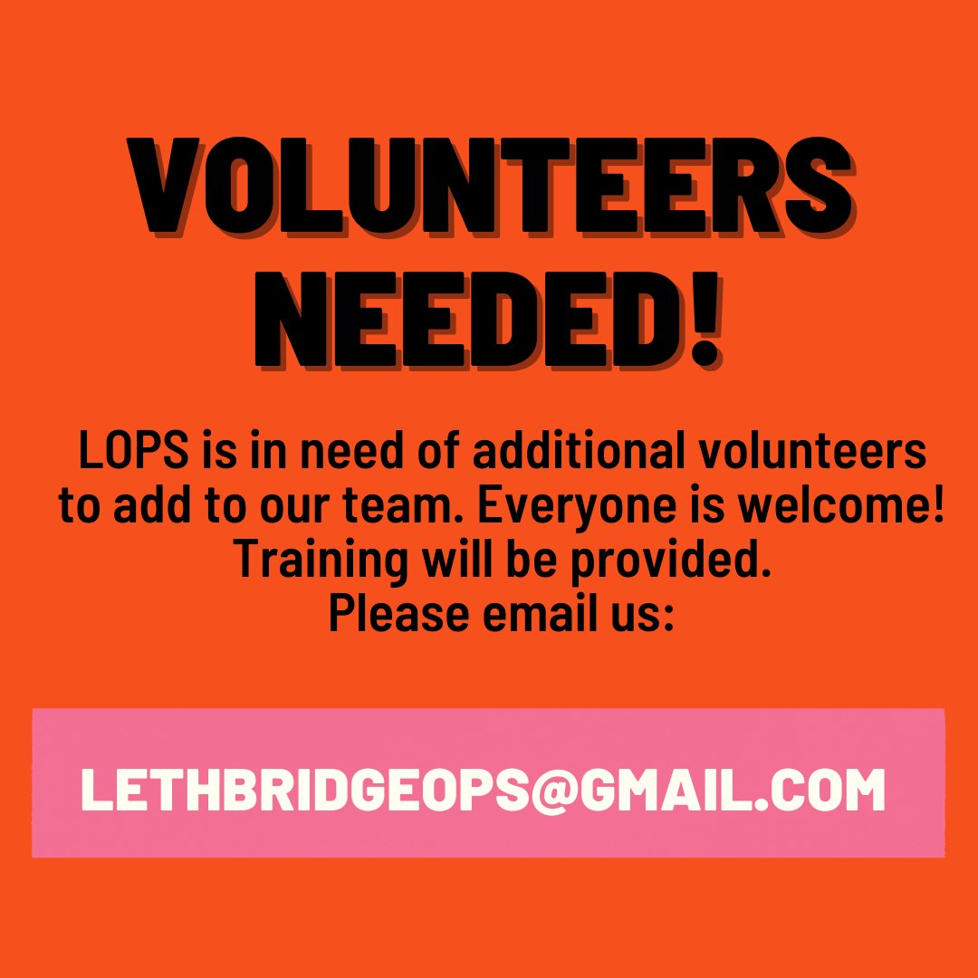 LethbridgeOps's tweet photo. Come volunteer with us! https://t.co/7imRRK2re6