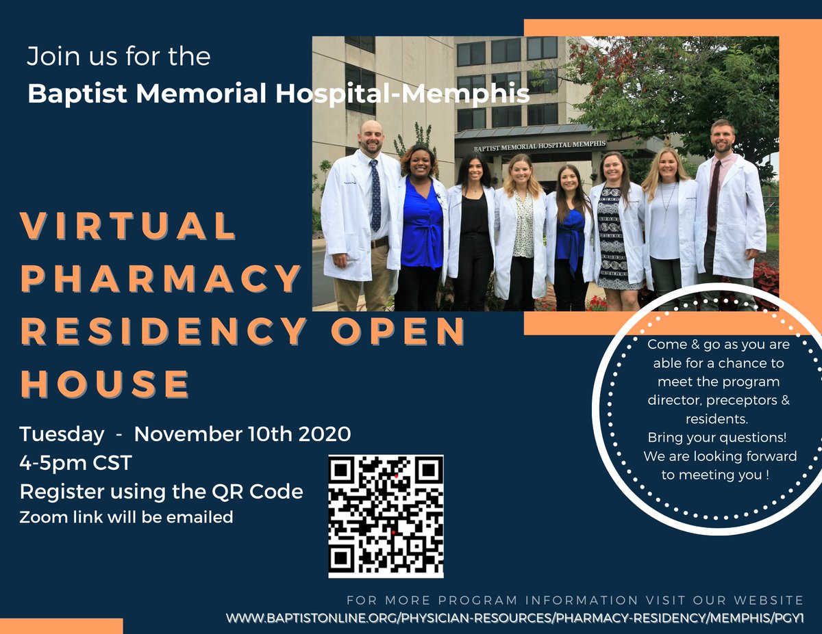BaptistMemRxRes's tweet photo. Excited to host our first virtual residency open house! 

Register using the link  
https://t.co/1WtxtmSPQD
or scan the QR code. 

Can't wait to meet you ! https://t.co/kMx6pNLBeR