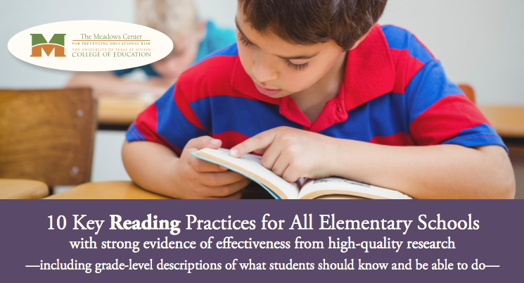 This document distills the latest research findings into 10 easy-to-follow recs that educators can use to improve elem students' reading outcomes. Also included are descriptions of what students should know and be able to do at the elem grade levels.

texasldcenter.org/files/lesson-p…