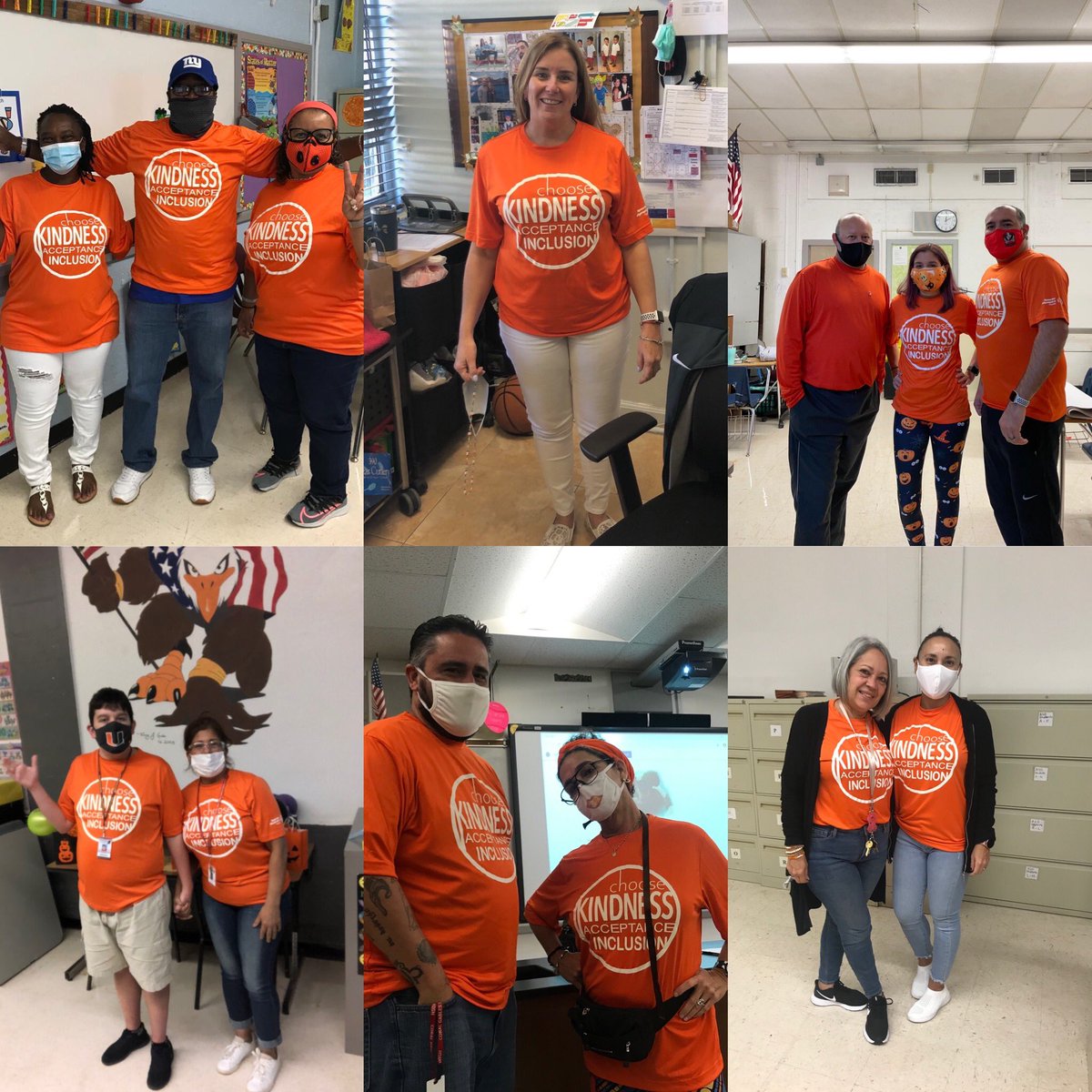 FeeneyIvette's tweet photo. Although I was out sick last week, never too late to show our support for Inclusion, kindness and acceptance. Love working with my ESE team at Gables.  🧡 #kidsfirst #antibullying  @CoralGablesSHS @MDCPS @MiamiSup @OfficeofESE https://t.co/jkCSPSVndG