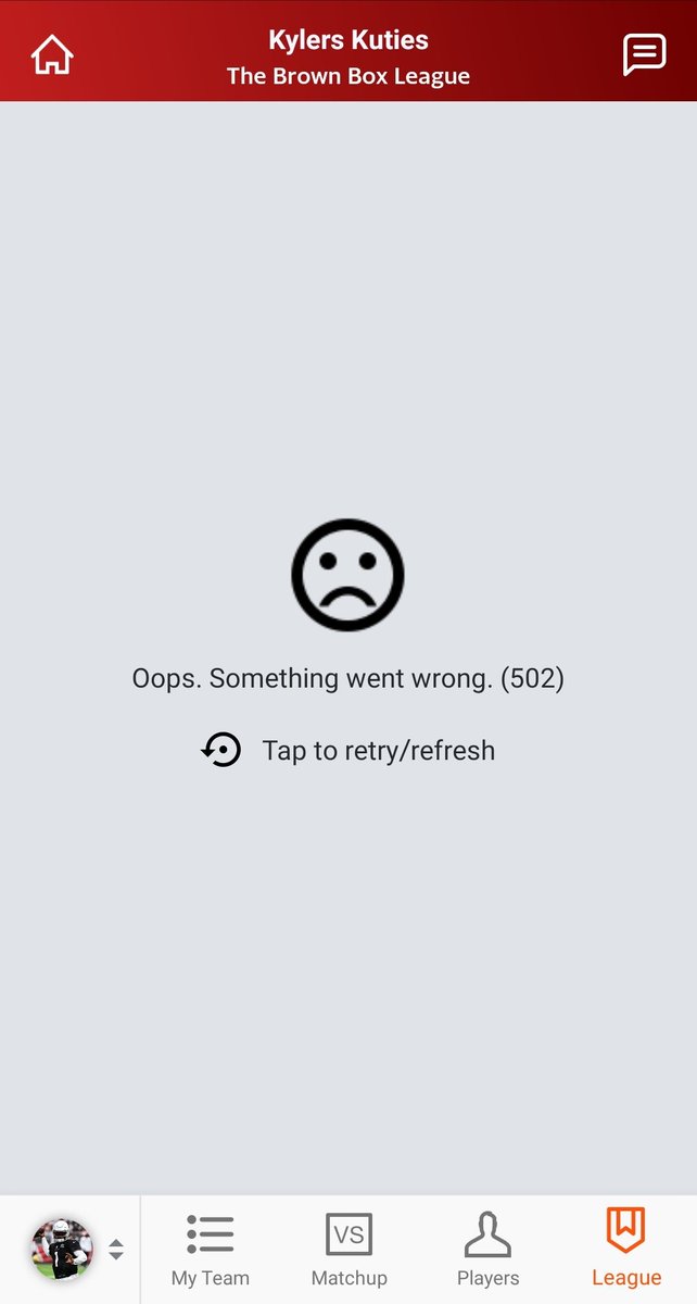 jchafin379's tweet photo. @YahooFantasy can't access League or Players on App for Android. Not good especially on the big waiver claim night. #FantasyFootball
#commishproblems
#faab
#yahoofantasyfootball https://t.co/NRVz7d5U4G