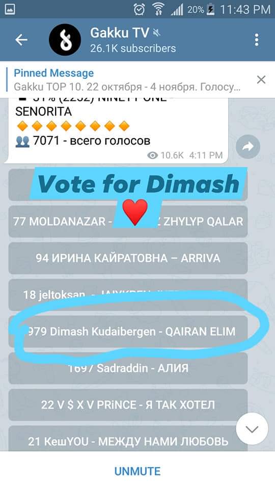 Tap on the pinned message and vote for Dimash  #Dimash  #DimashOnМТV  #DimashOnGakkuTV