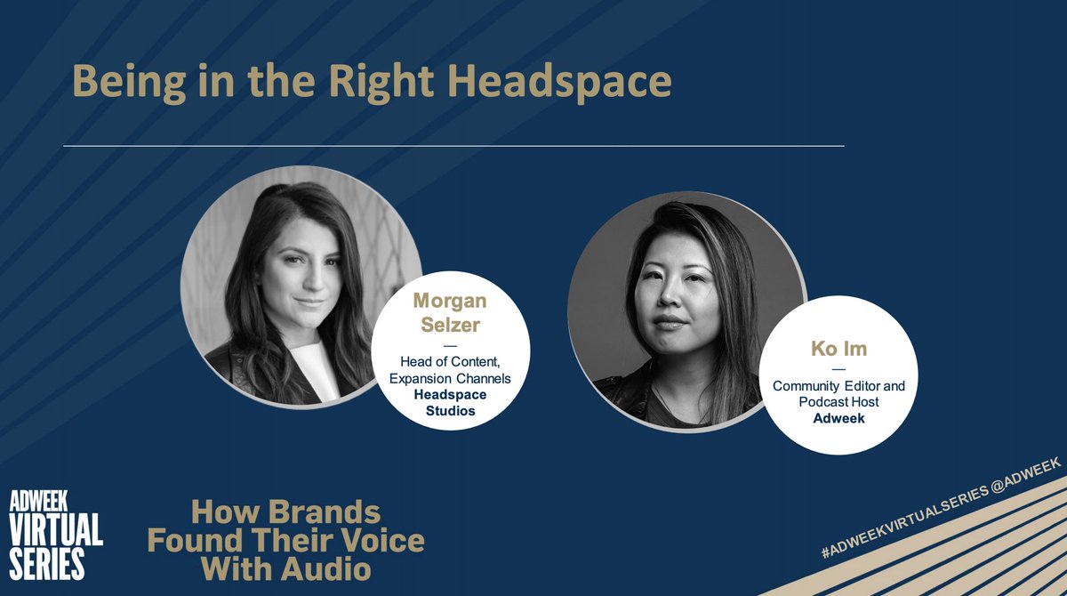 Adweek's tweet photo. How do you fit self-care into your routine? @Headspace’s Morgan Selzer explains why weaving thought-provoking, inspirational meditation podcasts and digital content into your daily routine will put you in the right headspace. #AdweekVirtualSeries https://t.co/89ZEkLPM9z https://t.co/puTapmZgQQ