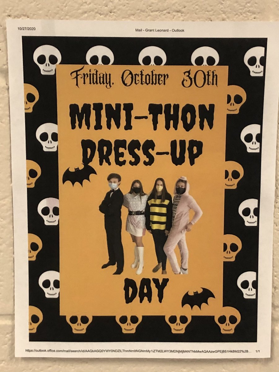 Mini-THON dress up day on Friday! Pay $2 to dress up in your Halloween costume!