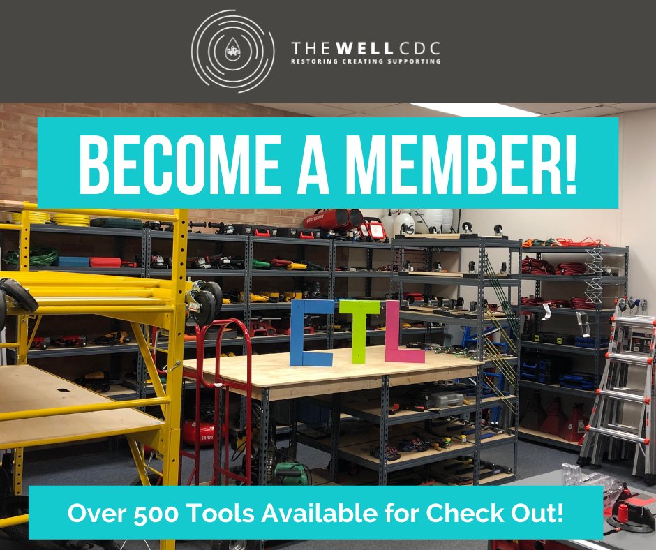 thewellakron's tweet photo. Community Tool Library memberships are $50 with discounts available. Sign up here: https://t.co/xO8zQVyOC3 or reach out to vista@thewellakron.com to join.
#TheWellAkron #Middlebury #RestoringHousing #SupportingPlace #HomeMaintenance #CommunityToolLibrary #DIY https://t.co/cHJWyvdH89