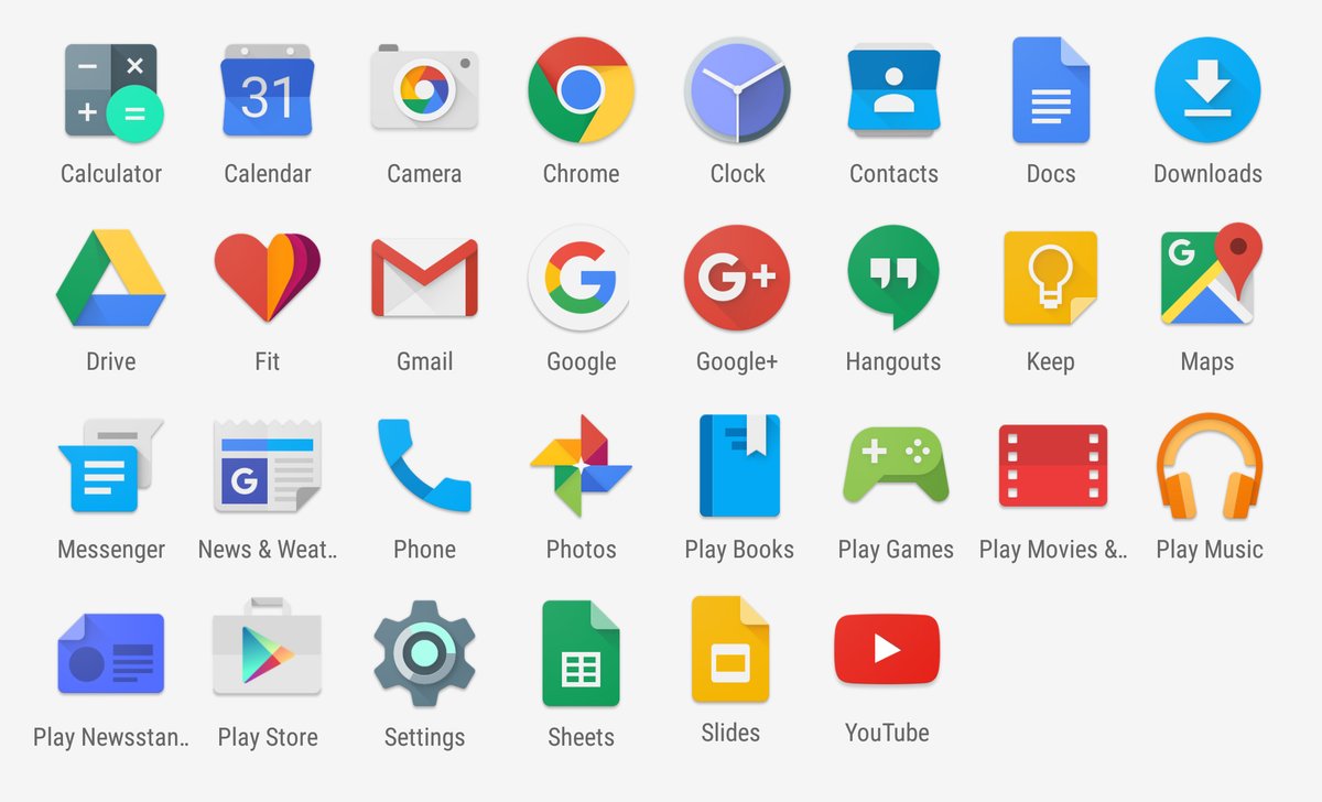 RonAmadeo's tweet photo. This is the Android 6 Marshmallow app drawer. 

Every single icon here is an improvement over the current icon. We need to go back. https://t.co/2ynnUcJTby