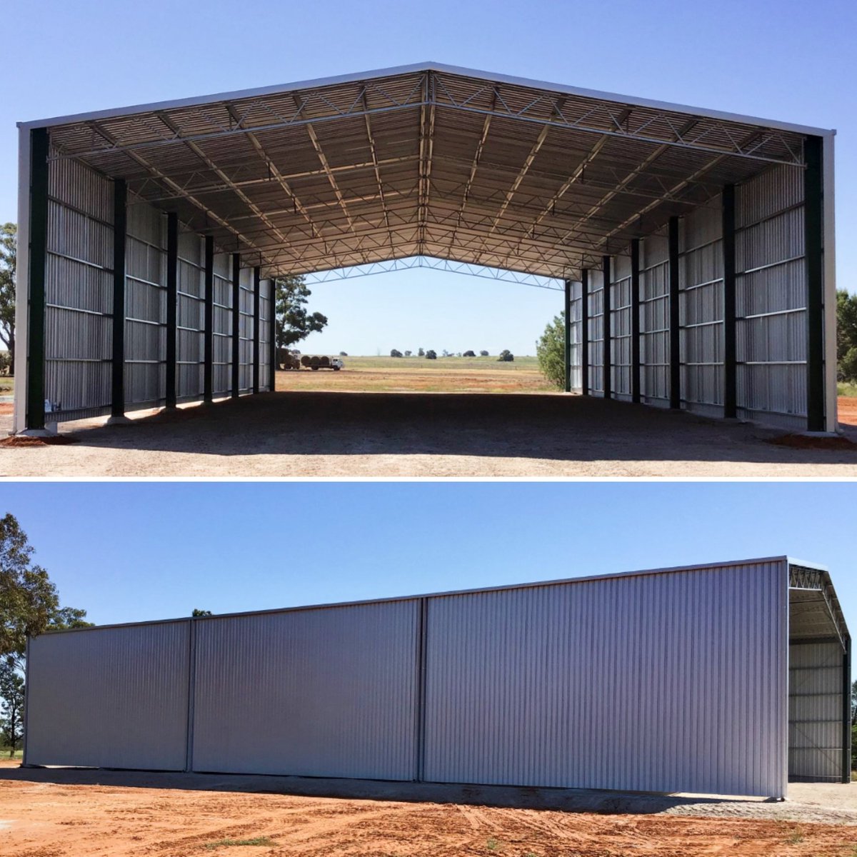 A 36m x 18.3m x 6.75m open ended farm shed completed last week in Boree Creek NSW. 👍
#simplybettersheds #farmsheds #farmbuildings #haysheds #machinarysheds #grainsheds #steel #steelfabrication #wallawalla #boreecreek #riverina #thisistheborder #buylocal #familyownedandoperated