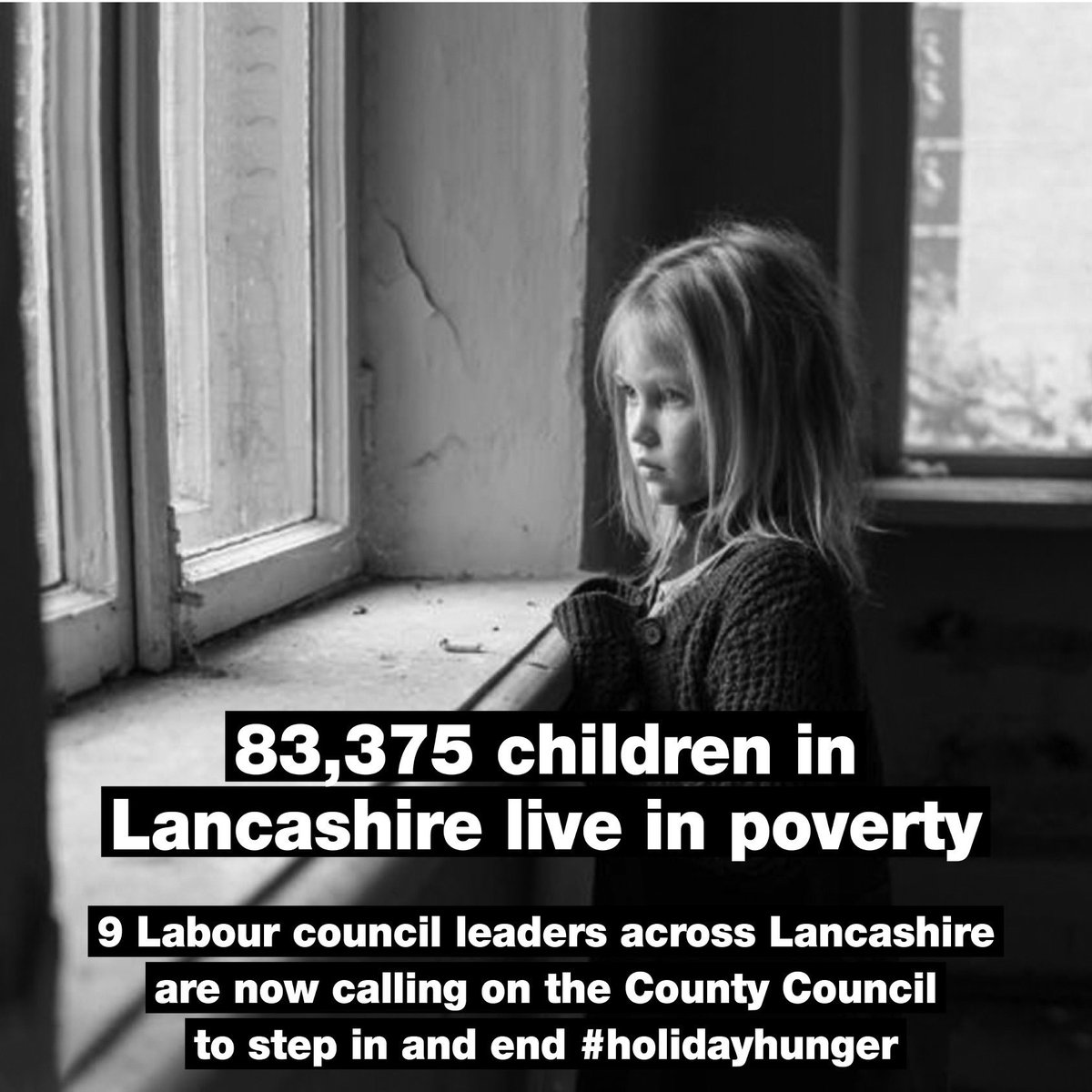 Warning over 'record levels' of child poverty in East Lancashire

With 83,375 children in Lancashire living in poverty, nine Labour council leaders across Lancashire have written to Conservative leader Geoff Driver calling on the County Council to step in and end #holidayhunger.