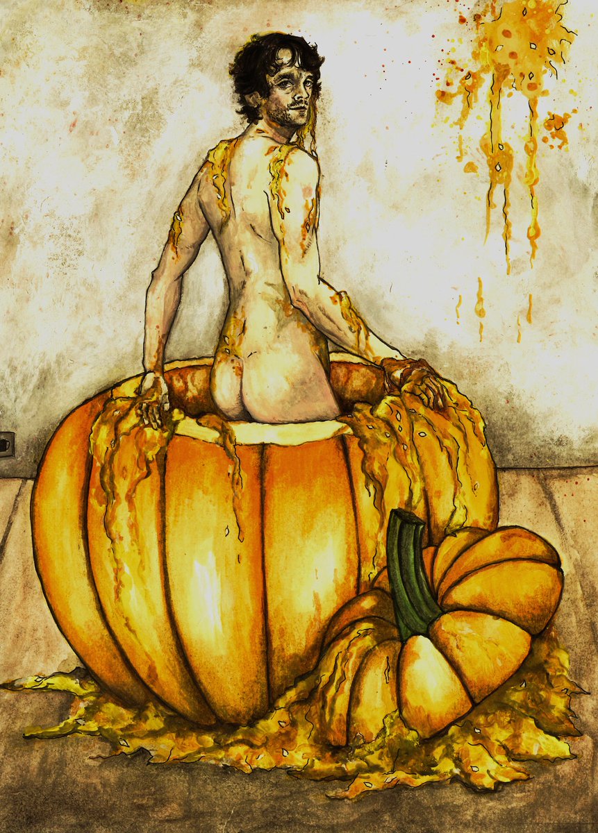 muffichka's tweet photo. Happy almost Halloween! Pumpkin boy's finally got a partner in crime. 
#FANNIBALFAMILY #PumpkinButt https://t.co/PT9Gh6T2dY