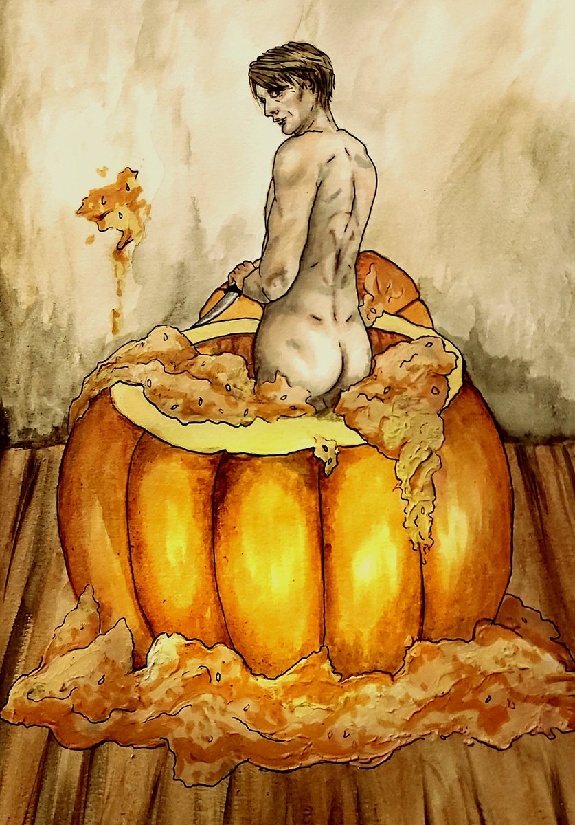 muffichka's tweet photo. Happy almost Halloween! Pumpkin boy's finally got a partner in crime. 
#FANNIBALFAMILY #PumpkinButt https://t.co/PT9Gh6T2dY