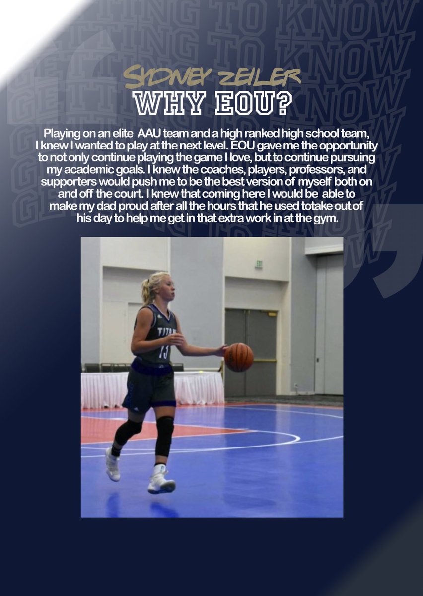 EOUAthletics's tweet image. Learn more about the student-athlete behind the jersey. This week we asked EOU Women’s Basketball player @sydneyzeiler why she chose EOU and what she does for fun. 🏀 @mountiewbball

 #MountUp #GettingToKnow