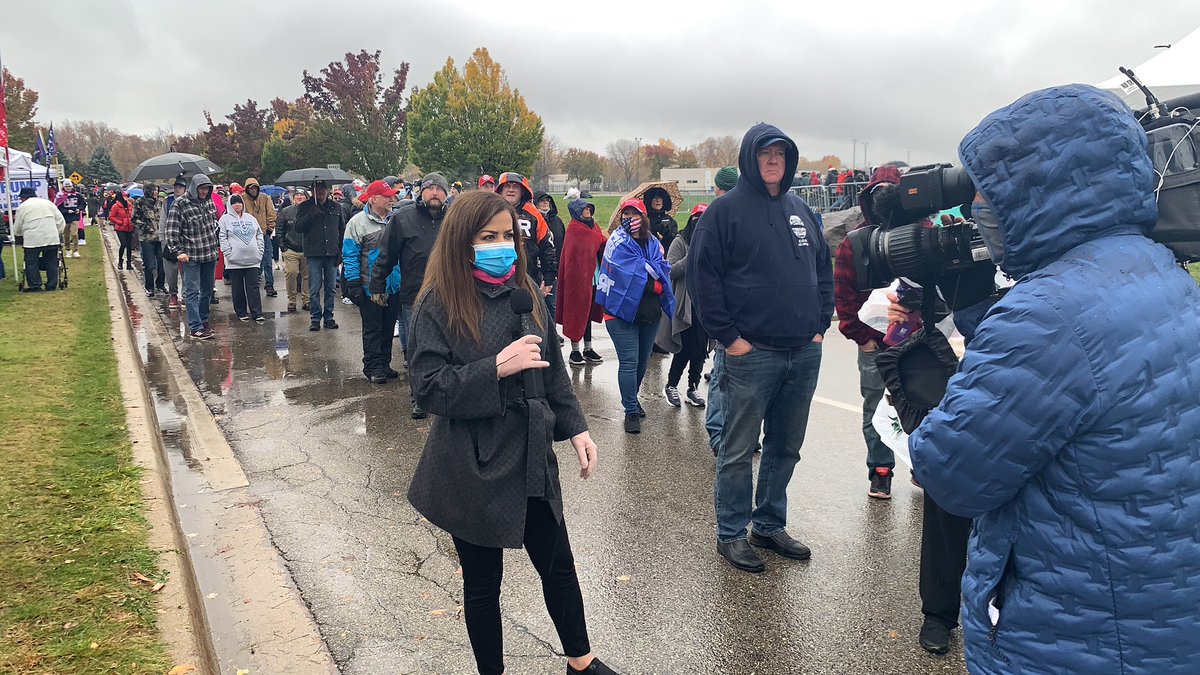 Linakhalaf4's tweet photo. @AJArabic on the campaign trail with President Trump. Today we are in Lansing, Michigan covering the president’s rally there. This is the largest crowd we’ve seen thus far. @WajdWaqfi @DUB_Productions 
@realDonaldTrump https://t.co/vr4vJqjQvv