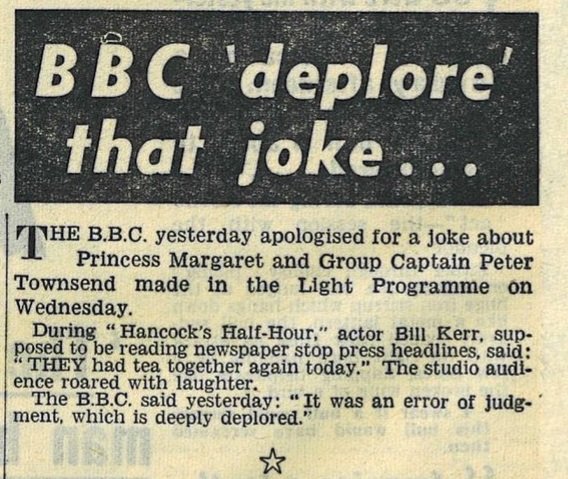 Tony Hancock On Twitter Otd 27 Oct 1955 The Bbc Apologised For A Gag In Hancock S Half Hour About Princess Margaret And Group Captain Townsend The Offending Line Was Edited Out Of